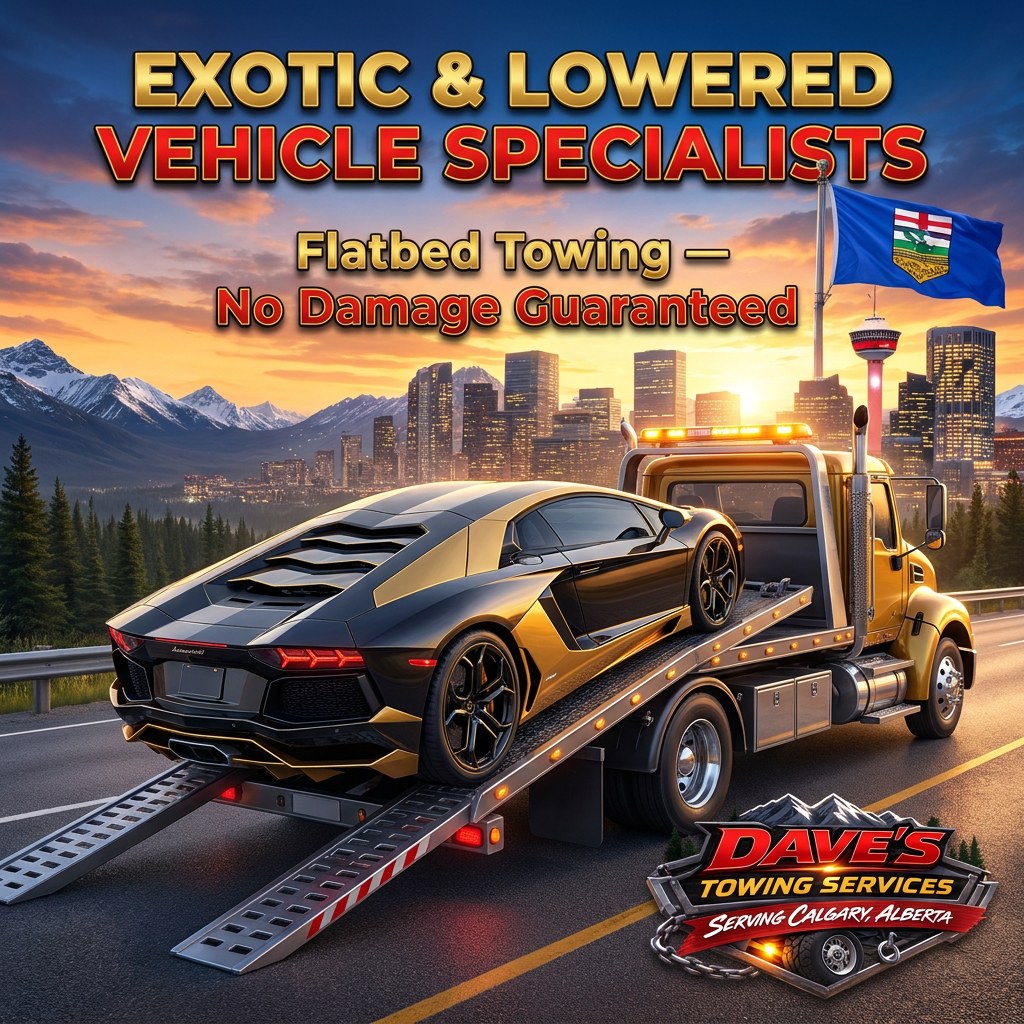 Dave's Towing: Exotic & Lowered Car Flatbed Towing in Calgary